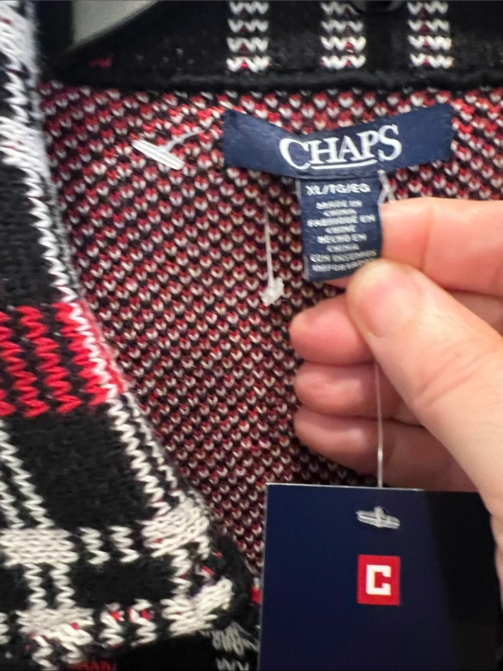 Chaps Red Black White Plaid Sleeveless Collared Vest